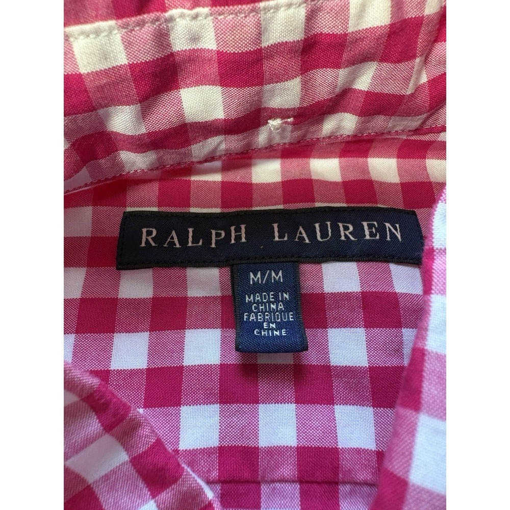 Polo Ralph Lauren Mens‎ Medium Gingham Plaid Button Down Long Sleeve Pink White - Picture 3 of 7